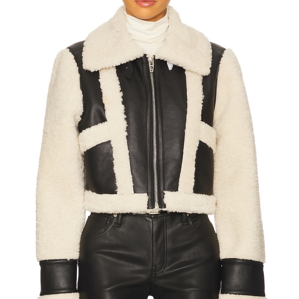 BlankNYC Women's Black and Cream Shearling Jacket